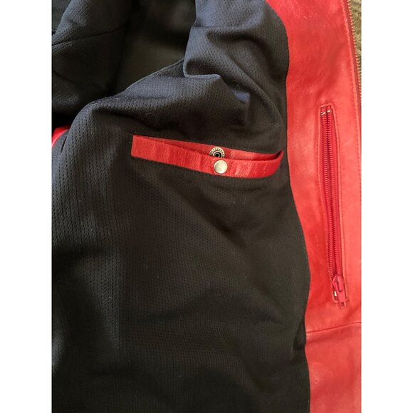 Hein Gericke Women’s Red Leather Moto Jacket Size 16 Zip Front 100% Leather - Picture 6 of 16